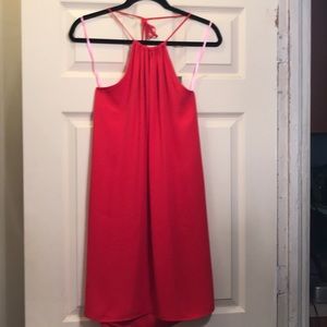 Red halter dress